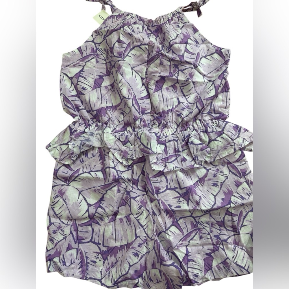 Janie and Jack Purple Leaf Print Romper - Picture 2 of 3